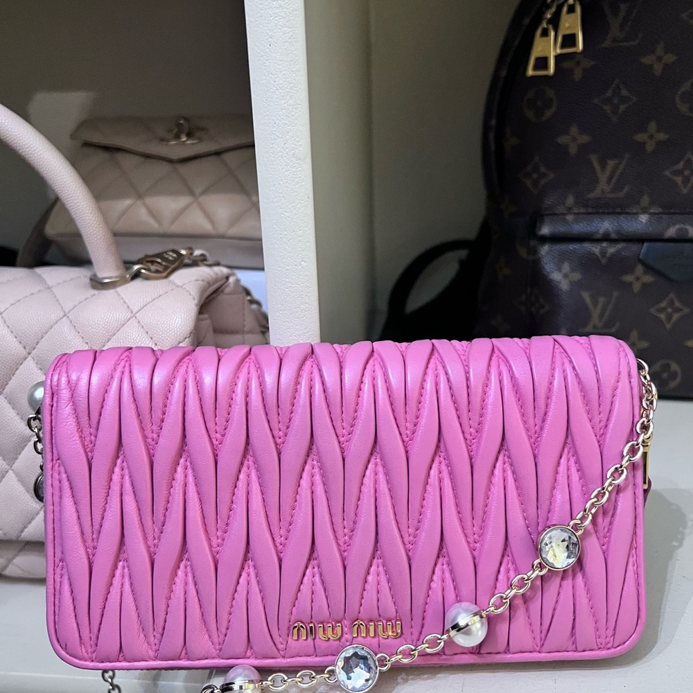Miu Miu Pink Crossbody Matelassé Bag